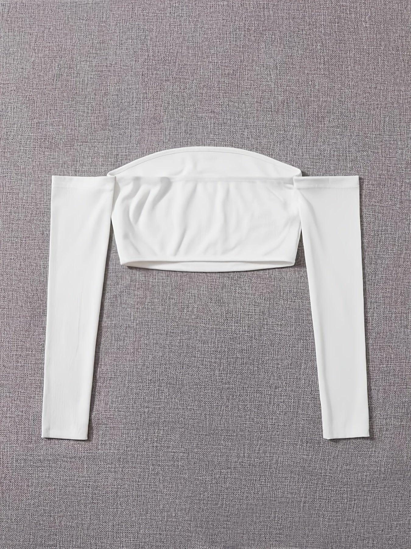 Women's Off-Shoulder Short Crop Top - Slim-Fit Sleeve Stretchy Shirt, Solid Black All-Season Versatile Top for Casual & Formal Outfits, Machine Washable Elegant Women's Fashion Apparel