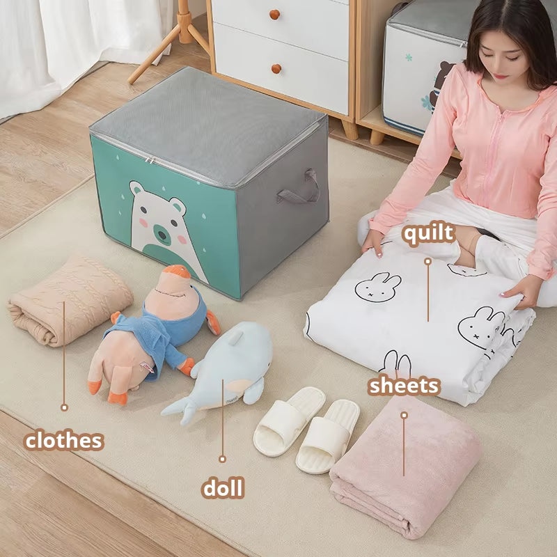 1Pc Large Capacity Clothes Storage Bag Organizer with Reinforced Handle for Blankets Bedding Foldable with Zipper Storage Bag