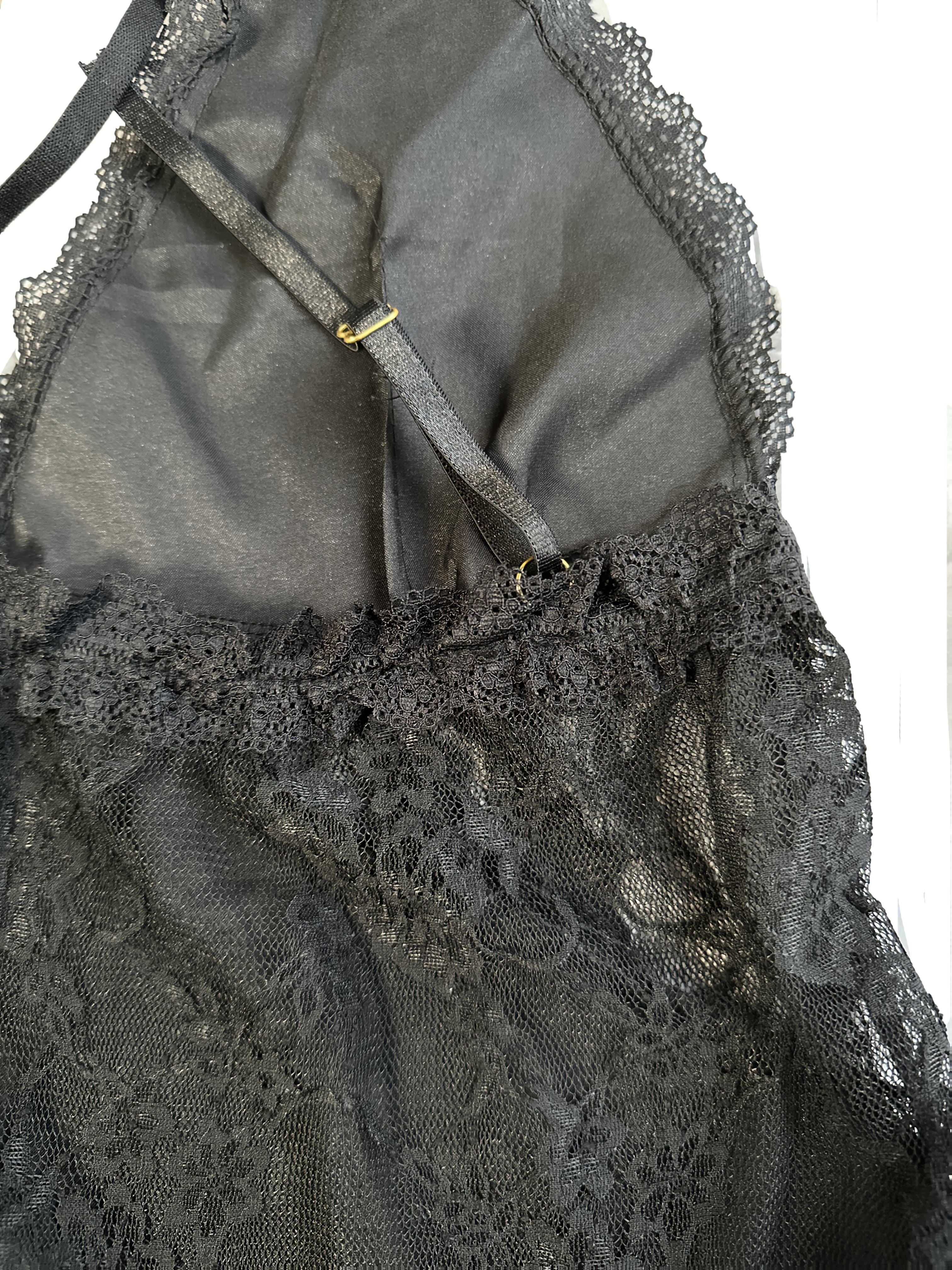 European and American Women's Sexy Camisole Nightgown with Contrast Lace Low-Neck Sleep Dress