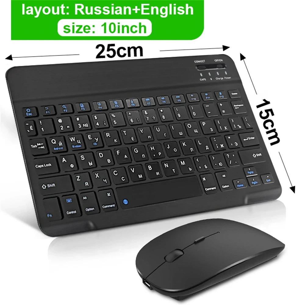 Bluetooth Wireless Keyboard Mouse for IOS Android Windows Tablet for Ipad Air Mini Pro Spanish Korean Portugal Russian Keyboard