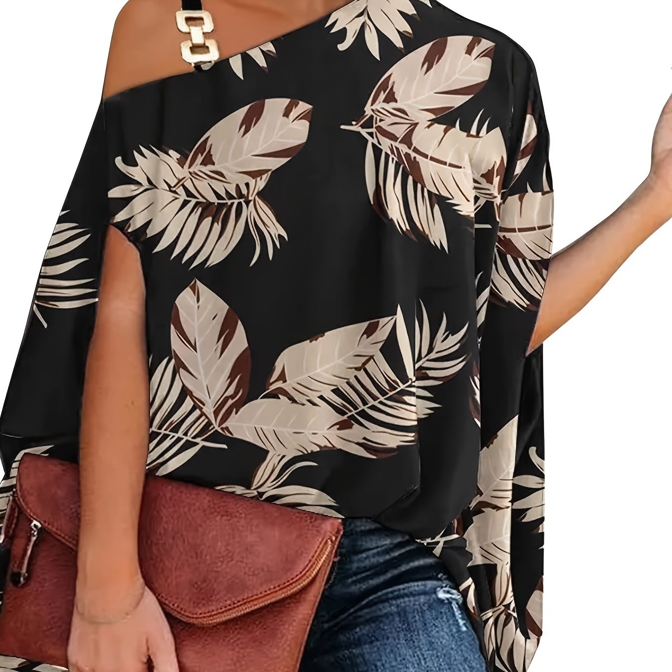 Women's Geometric Print Bat Sleeve Tops, Fashion Summer Loose Blouses For Daily, Women's Clothing