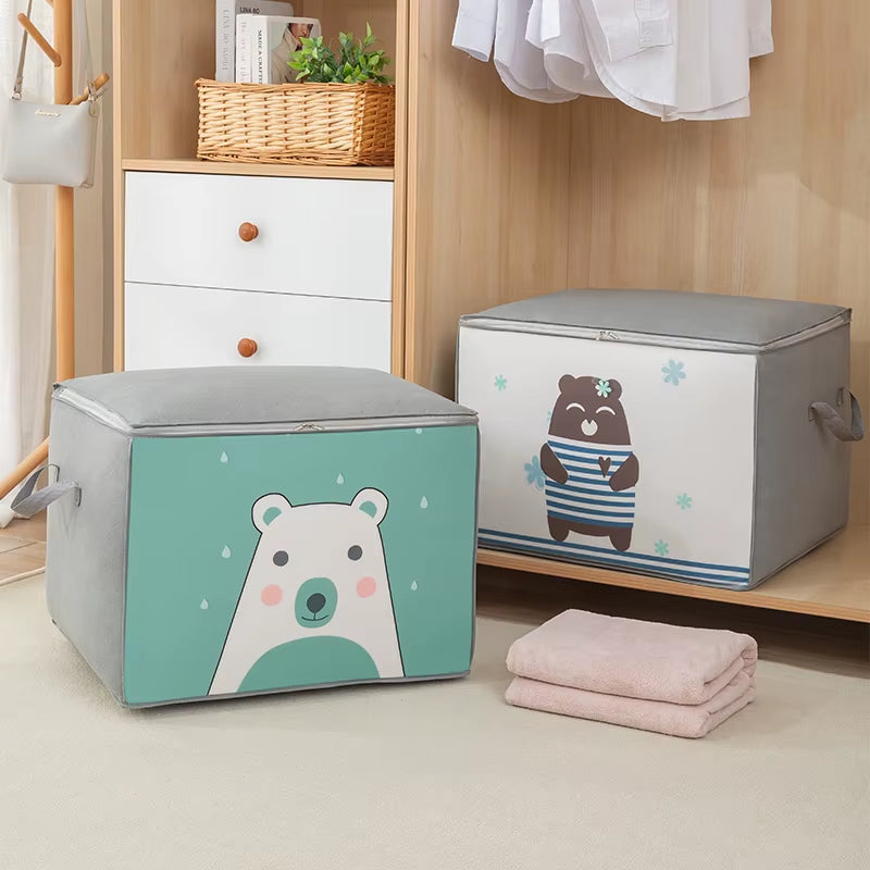 1Pc Large Capacity Clothes Storage Bag Organizer with Reinforced Handle for Blankets Bedding Foldable with Zipper Storage Bag