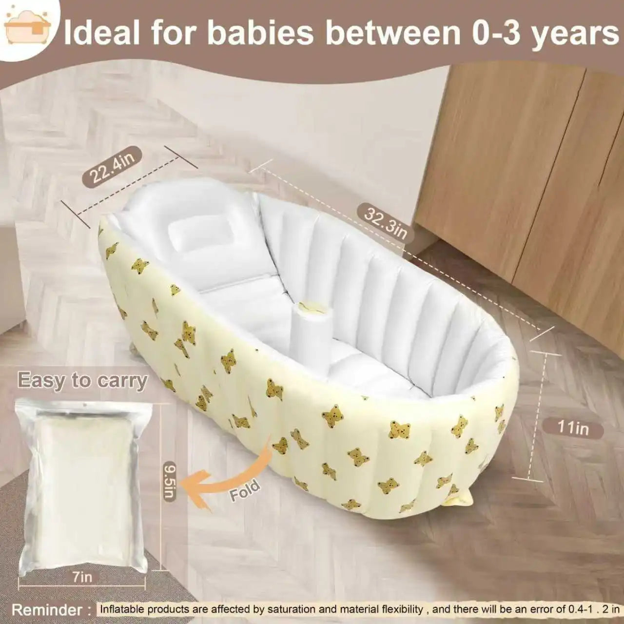 Baby portable shower basin, baby shower basin, household use, children can sit and lie down, foldable bathtub, inflatable bath b