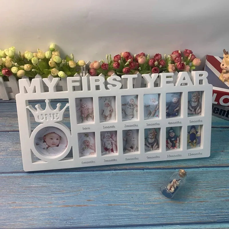 Baby Keepsake Frame 0-12 Months Pictures My First Year Photo Frame Newborn Memory Gifts Souvenirs Photo Frame For Babies