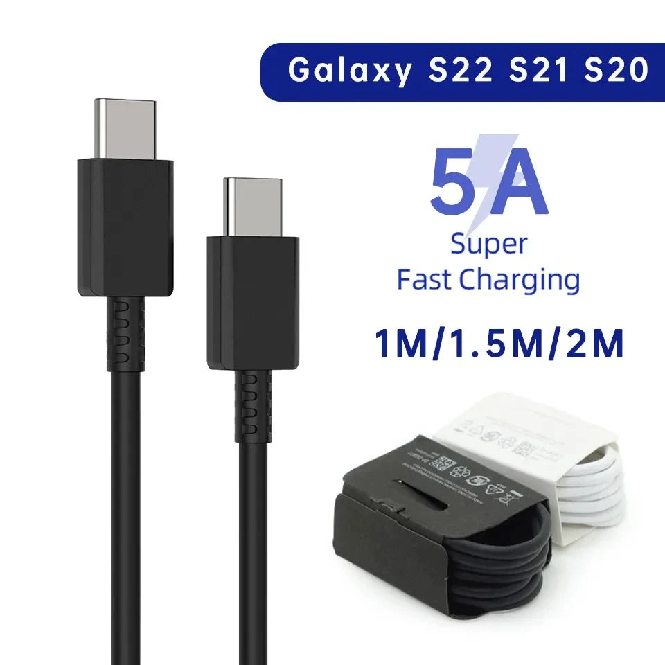 2PCS PD 45W USB C Cable for Samsung Galaxy S20 S21 S22 S23 Ultra Note 10 5G 20 A53 A54 Super Fast Charging USB Type C Data Cable