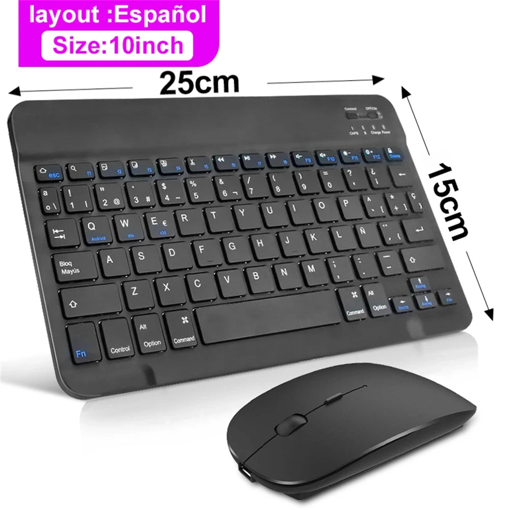 Bluetooth Wireless Keyboard Mouse for IOS Android Windows Tablet for Ipad Air Mini Pro Spanish Korean Portugal Russian Keyboard
