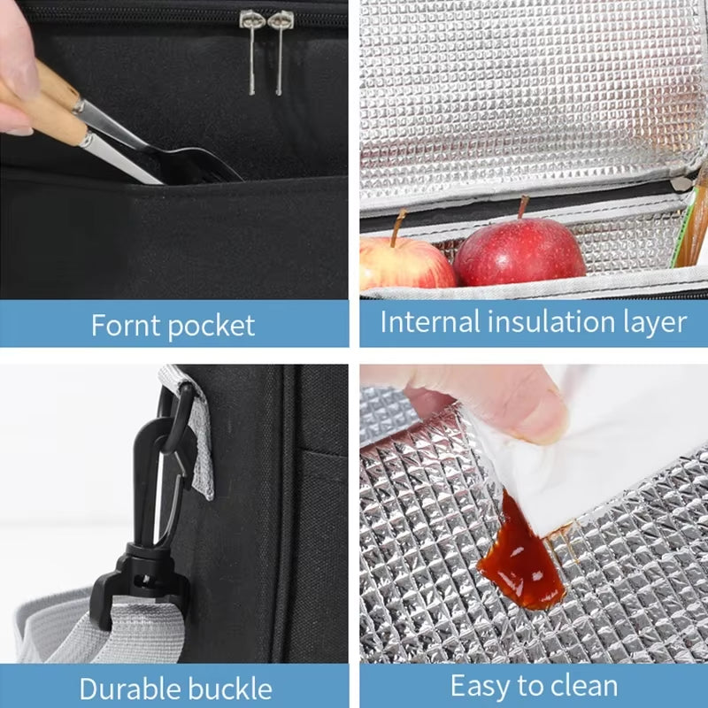 Insulated Bag, Lunch Box, Handbag, Square Insulated Bag, Aluminum Foil Thickened Bento Bag, Office Worker, Student Bring Food, L