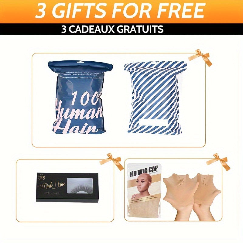 Glamorous Water Wave Human Hair Wig for Women - 100% Real, Glueless 4x4 HD Transparent Lace Closure, 180% Density, Easy Wear No Gel Needed, Pre-Cut Curly Lace Front, Perfect for Everyday Elegance