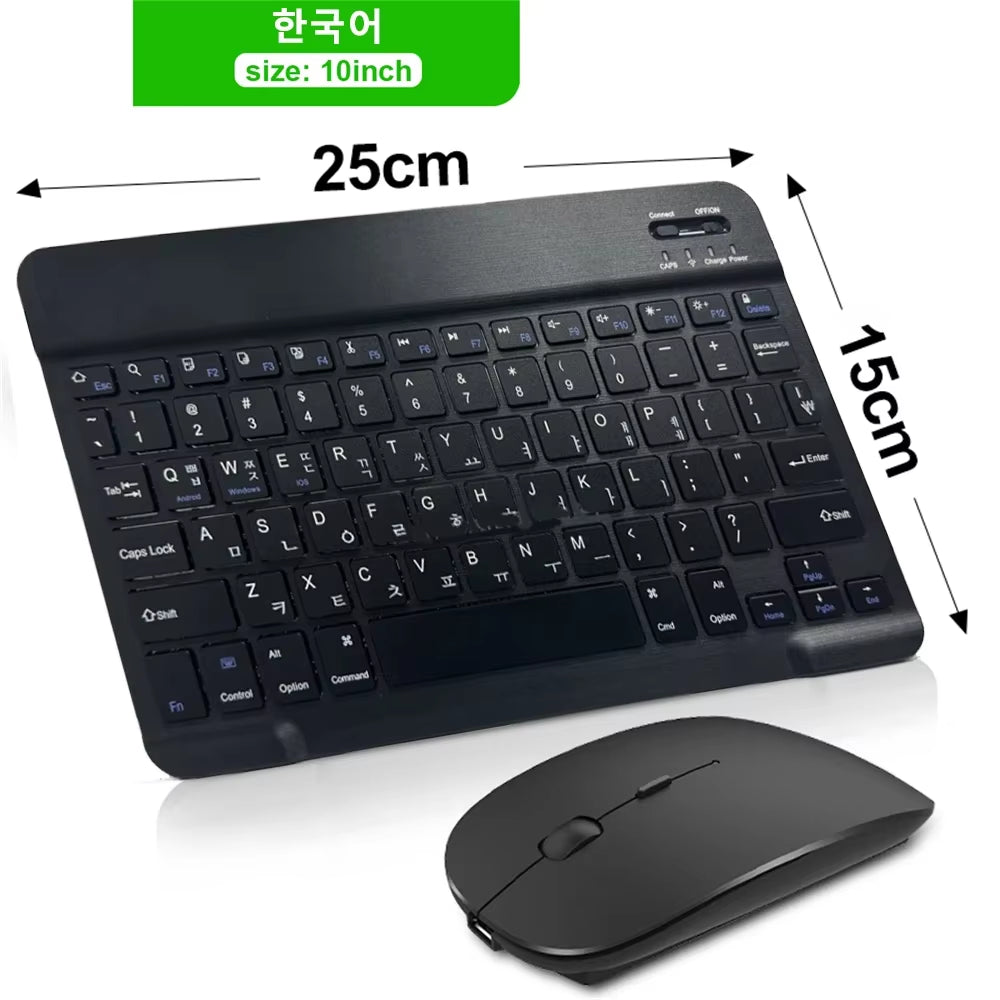 Bluetooth Wireless Keyboard Mouse for IOS Android Windows Tablet for Ipad Air Mini Pro Spanish Korean Portugal Russian Keyboard