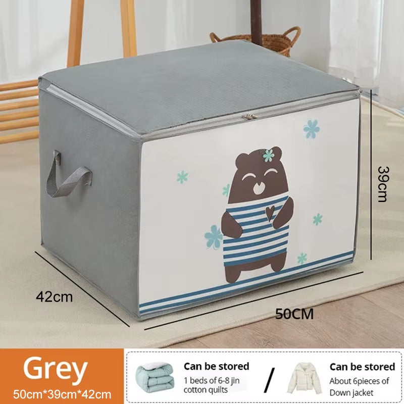 1Pc Large Capacity Clothes Storage Bag Organizer with Reinforced Handle for Blankets Bedding Foldable with Zipper Storage Bag