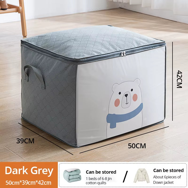 1Pc Large Capacity Clothes Storage Bag Organizer with Reinforced Handle for Blankets Bedding Foldable with Zipper Storage Bag