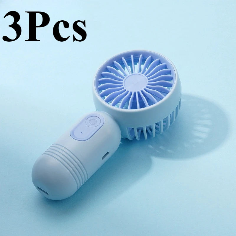 USB Mini Rechargeable Portable Fan with 3 Speeds, Handheld Fan for Gift Choice, Perfect for Office, Outdoor, Travel, Camping