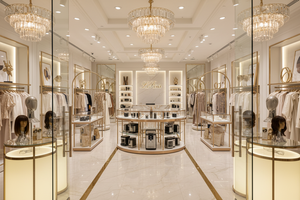 walk through a luxury store called LaParis, selling, human hair, home appliances, clothing and home decor